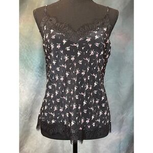 Victoria's‎ Secret Black Floral Lace Trim Cami Tank Top Women's Small